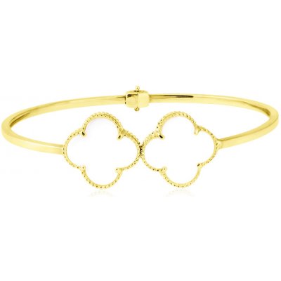 Gemmax Jewelry Atraktivní zlatý náramek Čtyřlístek s korálem ve stylu Vintage GLBYD-19-38981 – Zboží Mobilmania