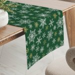 Biante bavlna běhoun Sandra SA-703 Vánoční vločky na zeleném 35x140 cm – Zboží Dáma