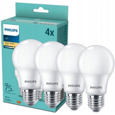 Philips žárovka LED klasik, 10W, E27, teplá bílá, 4ks – Hledejceny.cz