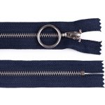 Prima-obchod Kovový zip No 4 délka 20 cm se stříbrnými zoubky, barva 330 modrá tmavá – Zboží Mobilmania