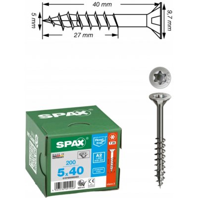 Spax Univerzální vruty do dřeva ocel ocel 5x40mm 200ks – Hledejceny.cz