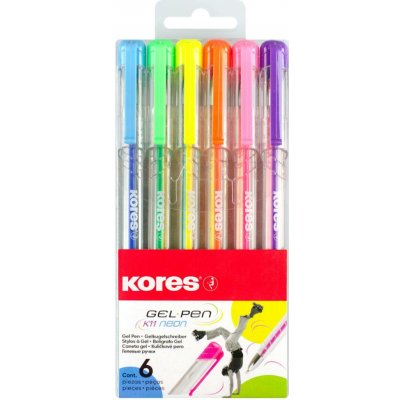 Kores K11 Pen Neon sada 6 neonových barev modrá zelená oranžová žlutá růžová fialová) – Hledejceny.cz