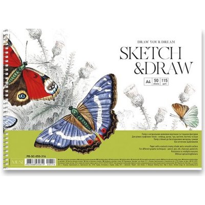 Shkolyaryk Spirálový náčrtník Muse Sketch&Draw A4 50 listů linkovaný