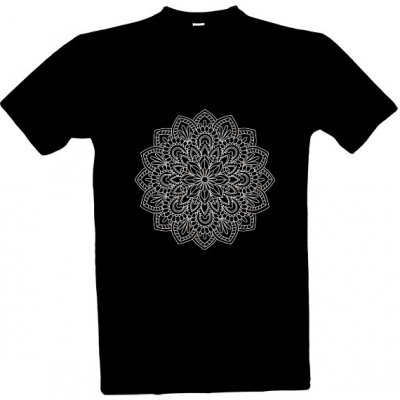 Tričko s potiskem Mandala svatá pánské Černá – Zboží Mobilmania