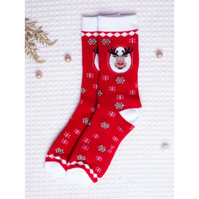 Star Socks pánské vzorované ponožky Reindeer červená