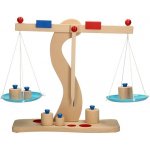 Goki Dřevěná váha s kovovými miskami a 6 těžítky – Zboží Dáma
