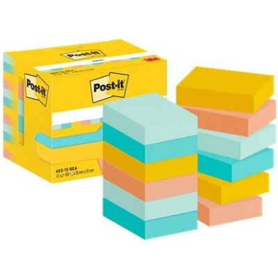 3M POSTIT Samolepicí blok poznámkových lístků, 38 × 51 mm, 12 × 100 lístků, 3M POST-IT „Beachside“, různé barvy 7100290157 – Hledejceny.cz