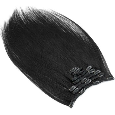 Clip in vlasy 40cm Remy pravé lidské AAA černé – Sleviste.cz
