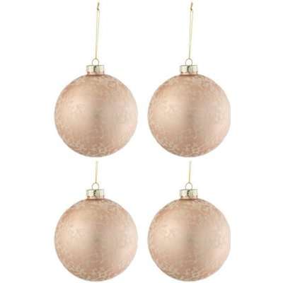 Set čtyř růžových skleněných vánočních ozdob J-Line Pearl 12 cm – Zboží Dáma