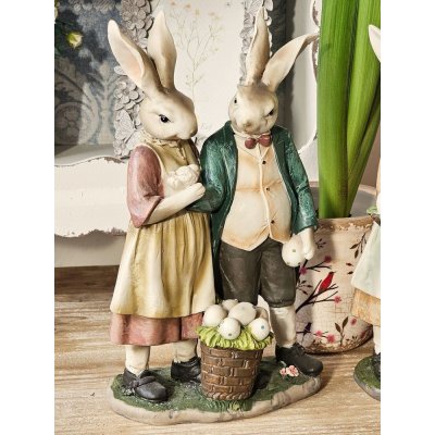 Dekorace králičí taťka s mamkou držící ptáčka - 15*8*26 cm – Hledejceny.cz