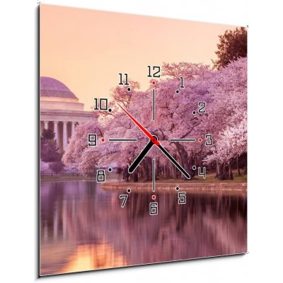 Obraz s hodinami 1D - 50 x 50 cm - the Jefferson Memorial during the Cherry Blossom Festival Jeffersonův památník během festivalu Cherry Blossom – Zboží Mobilmania