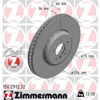 ZIMMERMANN Brzdový kotouč FORMULA F COAT Z - 374 mm ZIM 150.2912.32 – Sleviste.cz