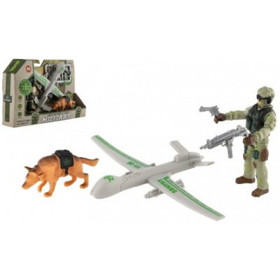Teddies Vojenská sada plast dron, voják, pes s doplňky v krabici 23x14x4cm 00800226-XG – Hledejceny.cz