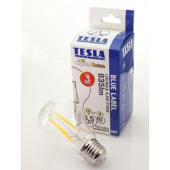 Tesla LED žárovka CRYSTAL RETRO BULB E27 6,5W 230V 835lm 2700K Teplá bílá 360° čirá