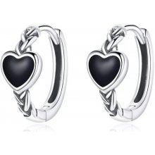 Olivie stříbrné černé SRDCE 7204