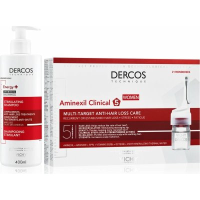 Vichy Dercos Vichy Dercos Energy + posilující šampon 400 ml + Vichy Dercos Aminexil Clinical 5 cílená péče 6 ml – Hledejceny.cz
