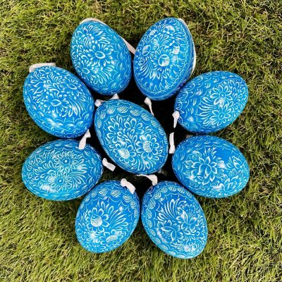 Ručně malované velikonoční kachní vejce na zavěšení, 1ks - Tyrkysová