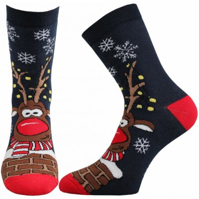 Boma RUDY vánoční froté ponožky RUDOLF tm. modrá – Zboží Dáma