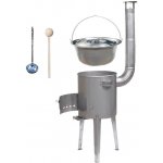 Kessel kotlík na guláš železo 20 l 0,75 mm kotlina nerez vysoká LUXUS průměr 42 cm poklice nerez 46 cm INOX naběračka 350 ml a vařečka 50 cm LUXUS PARTY – Sleviste.cz