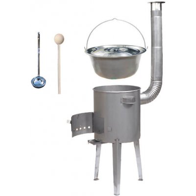 Kessel kotlík na guláš železo 20 l 0,75 mm kotlina nerez vysoká LUXUS průměr 42 cm poklice nerez 46 cm INOX naběračka 350 ml a vařečka 50 cm LUXUS PARTY – Sleviste.cz