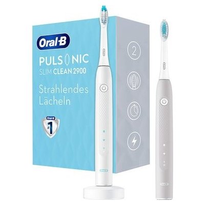 Oral-B Pulsonic SLIM Clean 2900 šedo-bílá / sonický zubní kartáček / 62.000 pulzů / 2 režimy / 2ks (305354)