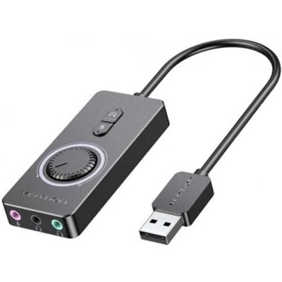 Vention USB 2.0 – 33,5 mm (externí, s regulací hlasitosti, stereo, černá) 0,15, zvuková karta – Hledejceny.cz
