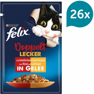 Felix Chutná tak dobře jak vypadá Doppelt Lecker v želé hovězí a drůbeží maso 26 x 85 g – Zboží Mobilmania