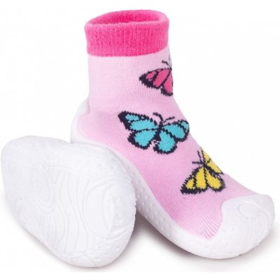 YO ponožkoboty dívčí růžové s motýlky – Zboží Mobilmania