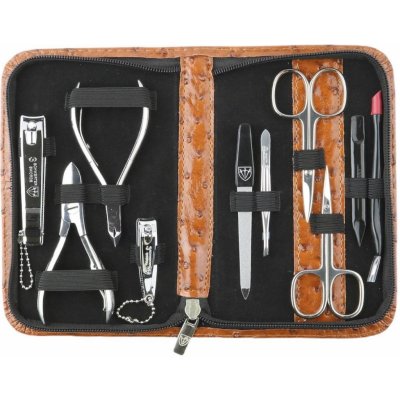 Kellermann sada na manikúru a pedikúru 5772 P N hnědá se vzorem pštrosí kůže – Zboží Dáma