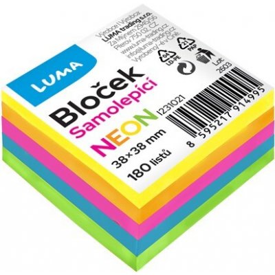 LUMA TRADING samolepicí 38 × 38 mm, 5 × 36 lístků, neonový mix barev – Hledejceny.cz