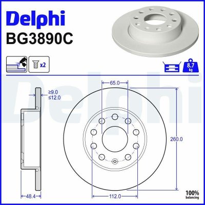 Brzdový kotouč DELPHI BG3890 – Sleviste.cz
