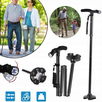 NCRealher Invalidní hůl skládací rukojeť přímá Skládací hůl pro procházky – Zboží Mobilmania