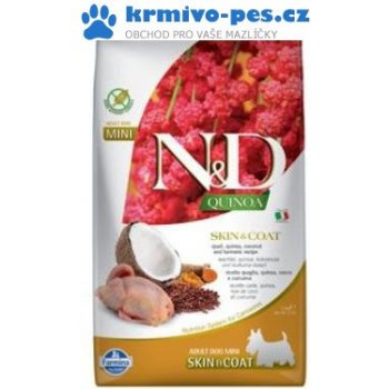 N&D Quinoa Dog Adult Skin & Coat Grain Free quail & coconut 2,5 kg