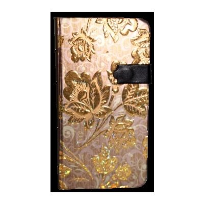 Ivana Kohoutová zápisník s magnetickým klipem 85 x 160 mm zlaté květy – Zboží Mobilmania