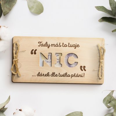 Dřevia Dárková obálka na peníze - Tady máš "NIC" - Dárek dle tvého přání – Zboží Živě