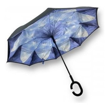 GGV deštník obrácený vzorovaný modrý