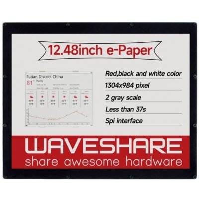 Waveshare 12,48" E-Paper displej, 1304 × 984, tříbarevný – Zboží Živě