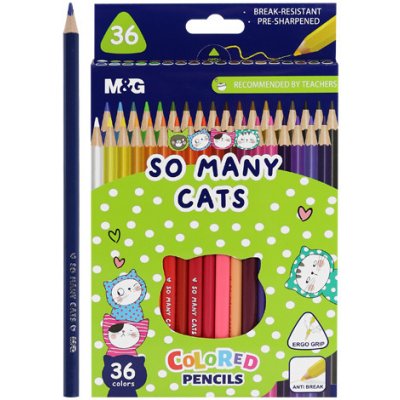 M&G Pastelky trojhranné So Many Cats sada 36 ks 450875
