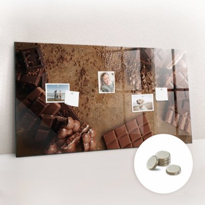tulup Magnetická Tabule na Zeď Skleněná - Memo Board Kleněnou Přední Stranou - 5 magnetů v balení - 60 x 120 cm - Čokoládové tyčinky