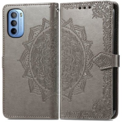 Pouzdro Embossing Pattern Mandala Flower Motorola Moto G31 / G41 šedé