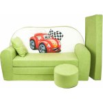 Fimex Dětská rozkládací pohovka + taburet Auto zelená – Sleviste.cz