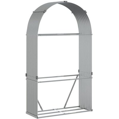 Shumee Dřevník pozinkovaná ocel 120 x 45 x 210 cm stříbrný – HobbyKompas.cz