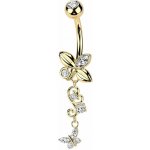 Šperky4U Zlacený visací piercing do pupíku s motýlky WP0117-GD – Zbozi.Blesk.cz
