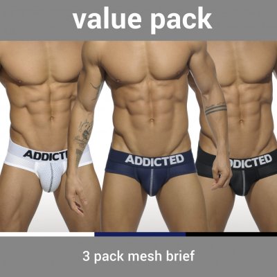 Addicted AD475P Mesh Brief push Up slipy 3Pack – Zboží Mobilmania