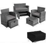 tectake 403279 Ratanová sedací souprava Modena šedá ocel – Hledejceny.cz