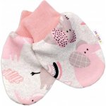 Baby Nellys Bavlněné kojenecké rukavičky Sloníci růžový lem – Zboží Mobilmania
