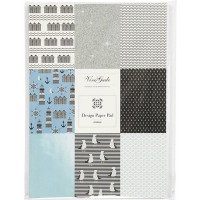 Papír na scrapbooking A4 Vivi Gade - modré tóny/sada 24 listů – Zboží Mobilmania
