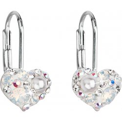 Evolution Group Srdíčkové náušnice s krystaly Swarovski 31125.9 white