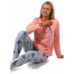 Meruňkové i šedé s modrými motýlky luxusní hřejivé pyžamo pro plnoštíhlé ženy 1Z1434 oranžová – Sleviste.cz