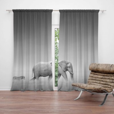 Závěsy Slon a zebra: 2 ks - 140x250 cm - Sablio – Hledejceny.cz